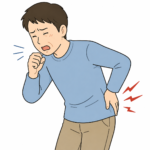 咳やくしゃみで腰に痛みが出る男性のイラスト