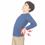 「腰を反ると腰が痛い男性のイラスト」